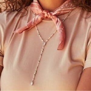 NEW Kendra Scott mother of pearl 14 karat white gold plated beaded Y - necklace